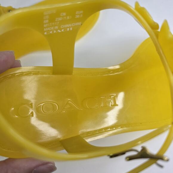 Coach Women's 6B Tea Rose Sandal Flowers Jelly Thong Slingback Yellow - Picture 6 of 12